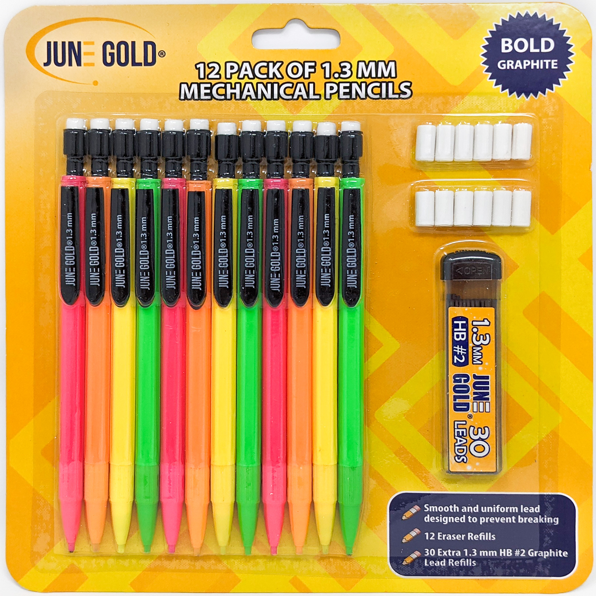 June Gold Mechanical Pencils, Erasers, and Refills