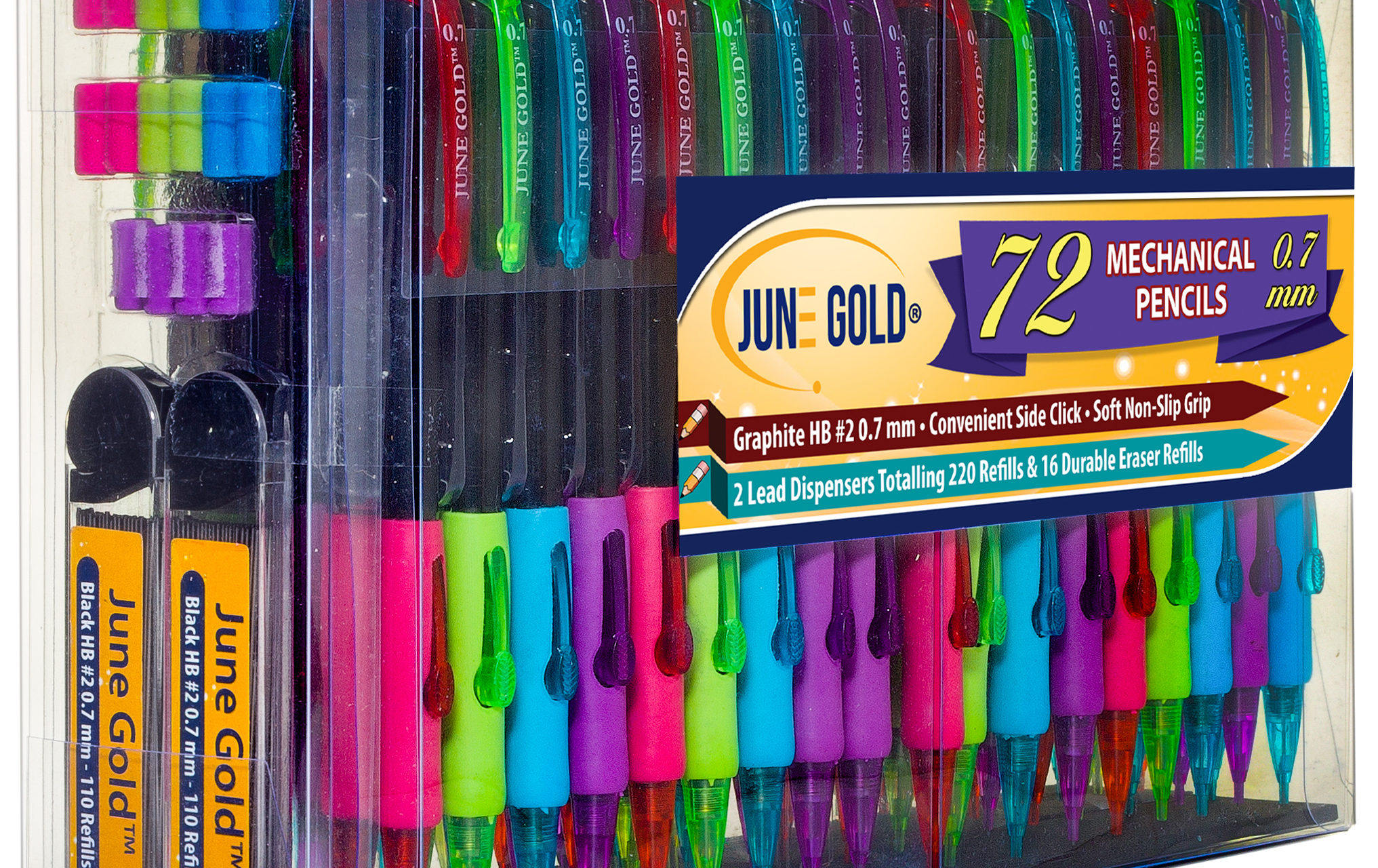 June Gold Mechanical Pencils, Erasers and Refills