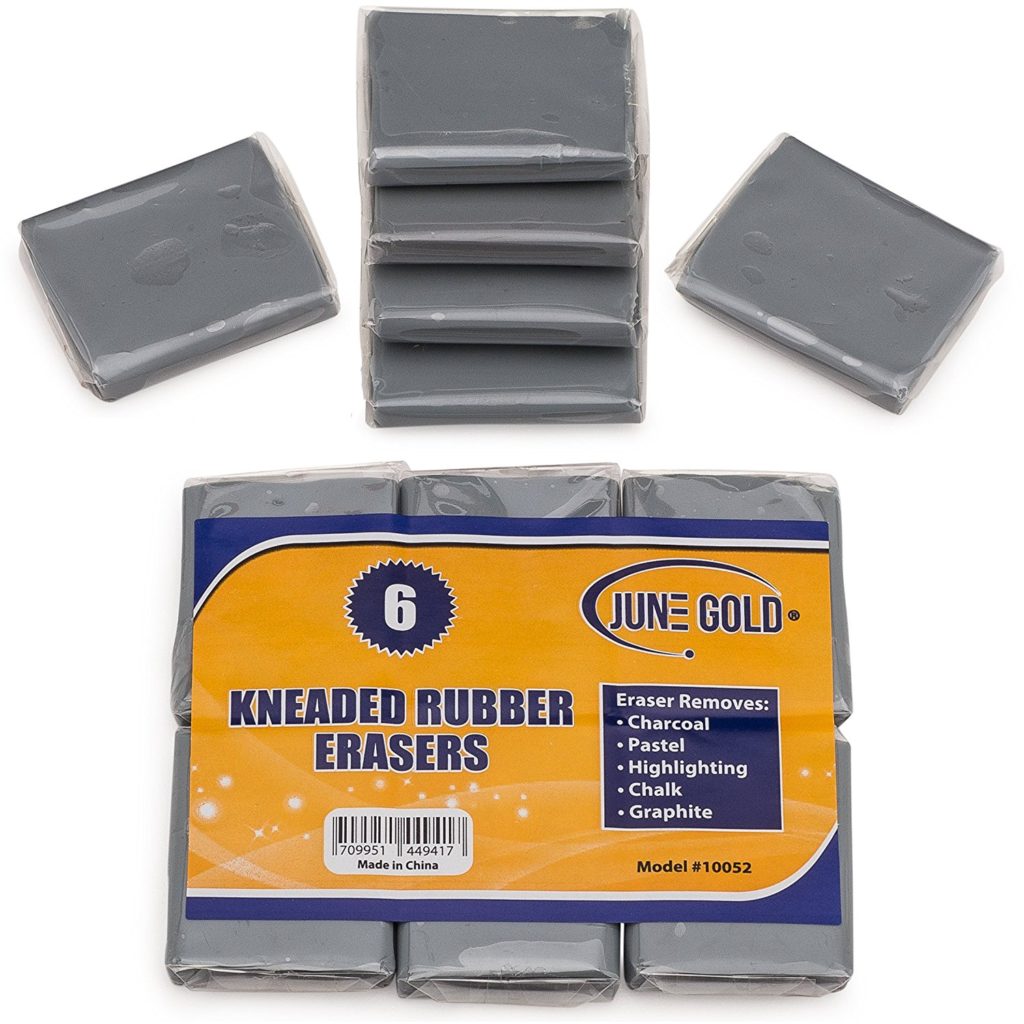 6 Pack of Kneaded Rubber Erasers June Gold