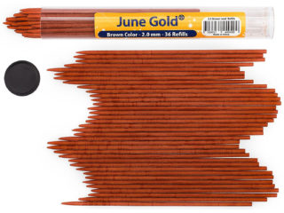 36 Pack of 2.0 mm Brown (Bronze) Colored Lead Refills