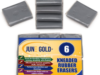 6 Pack of Gray Kneaded Rubber Erasers