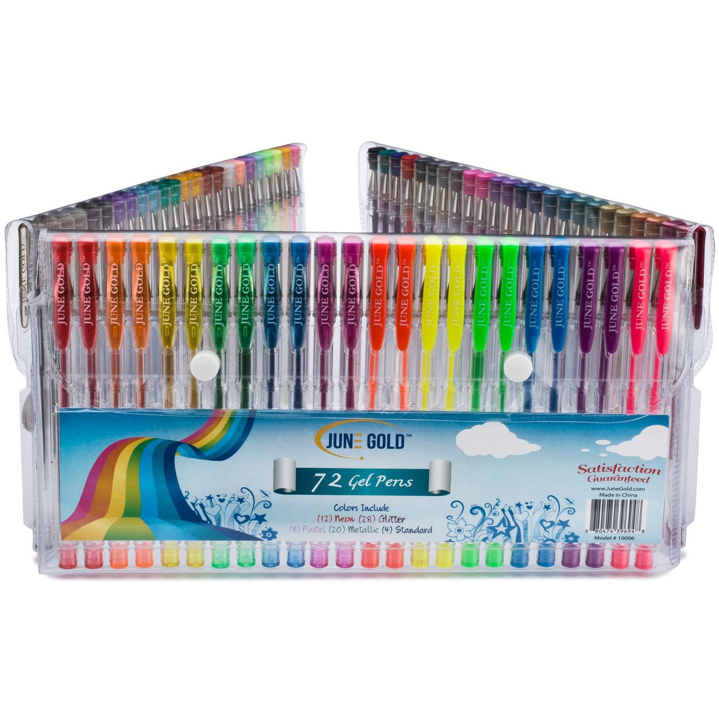 72 Pack of Assorted Colored Gel Pens, Flexible Folding Case – June