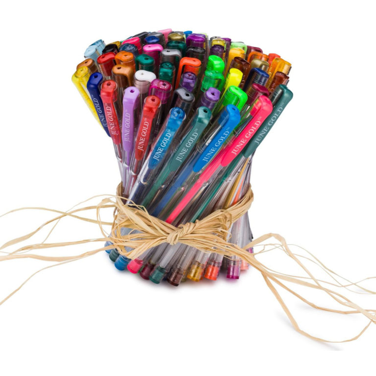 72 Pack of Assorted Colored Gel Pens, Flexible Folding Case June Gold