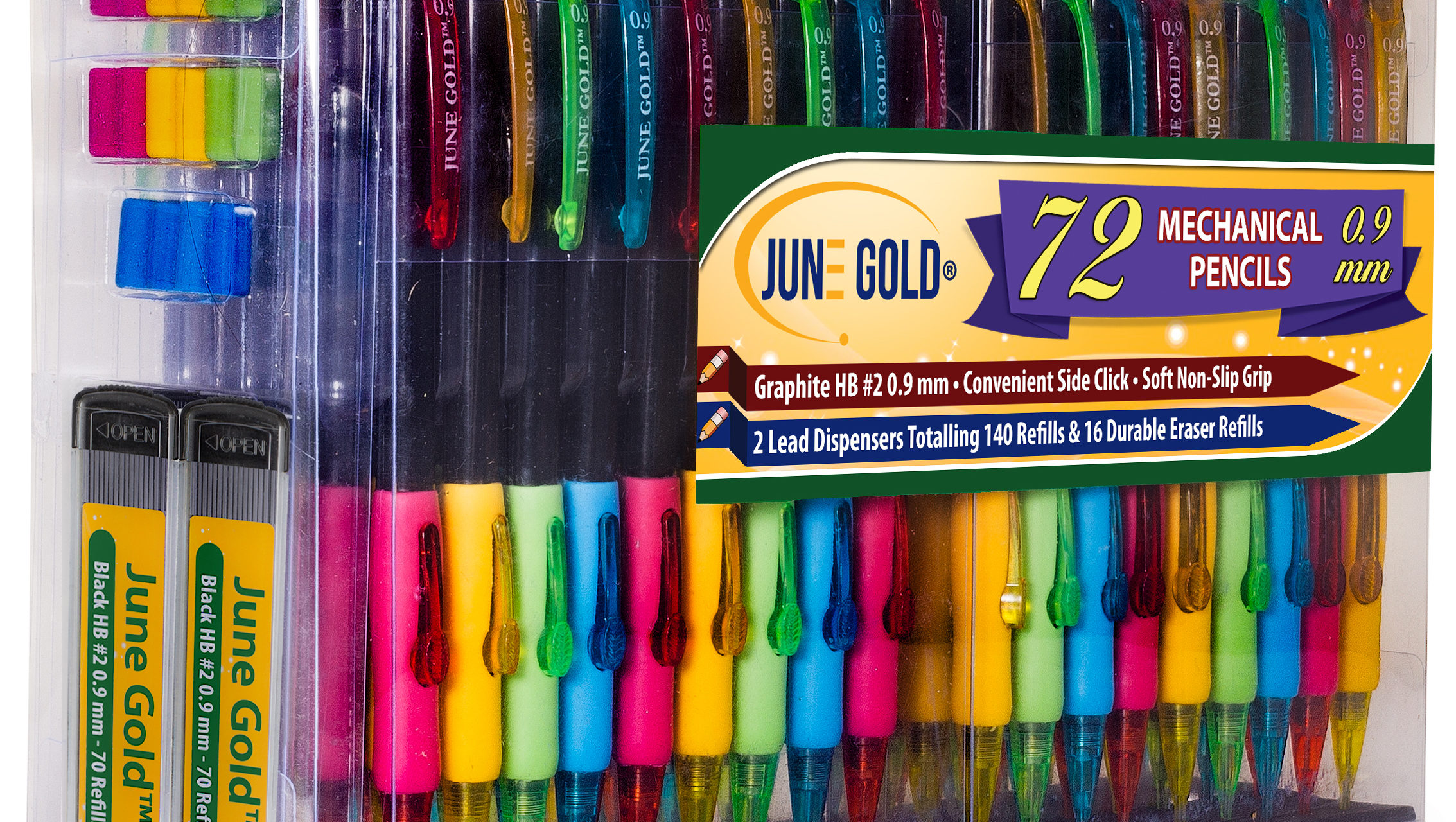 June Gold Mechanical Pencils, Erasers and Refills