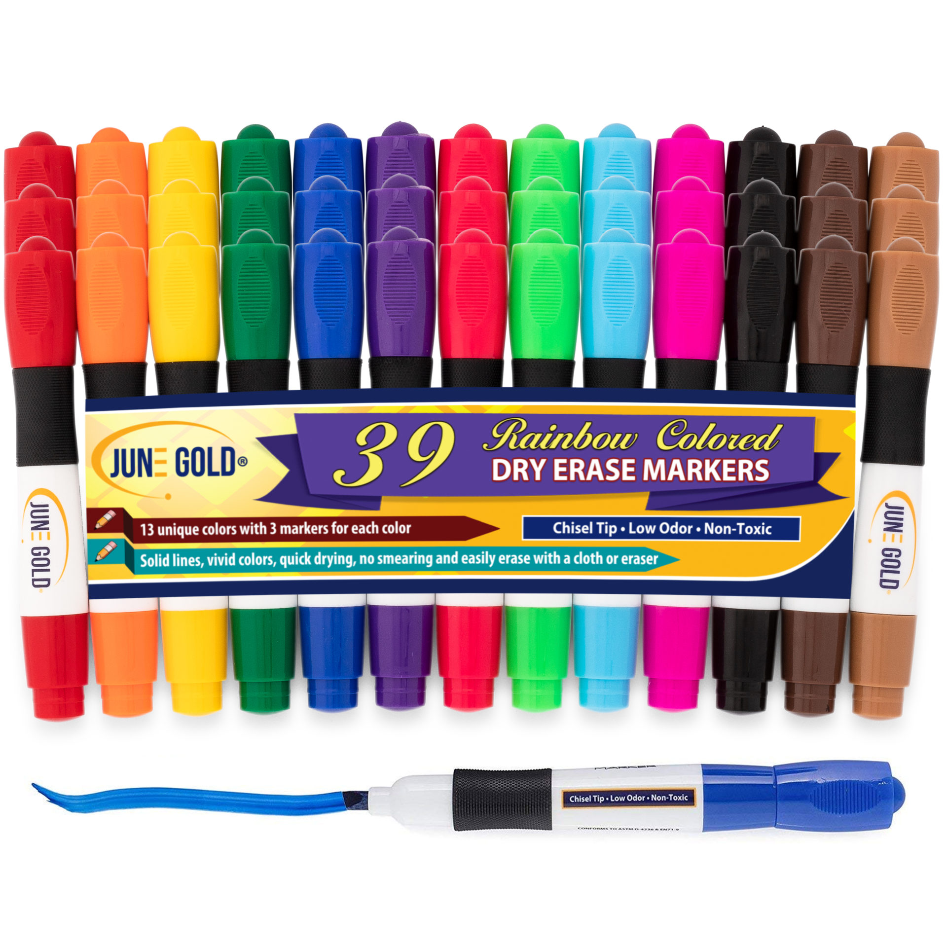 Unique colors. Rainbow Markers. Dry Erase Marker. 13 Маркером. Маркер для белой доски (4 цвета) Deli eu00403.