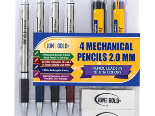 4 Pack of 2.0 mm 2B Graphite/Colored Mechanical Pencils