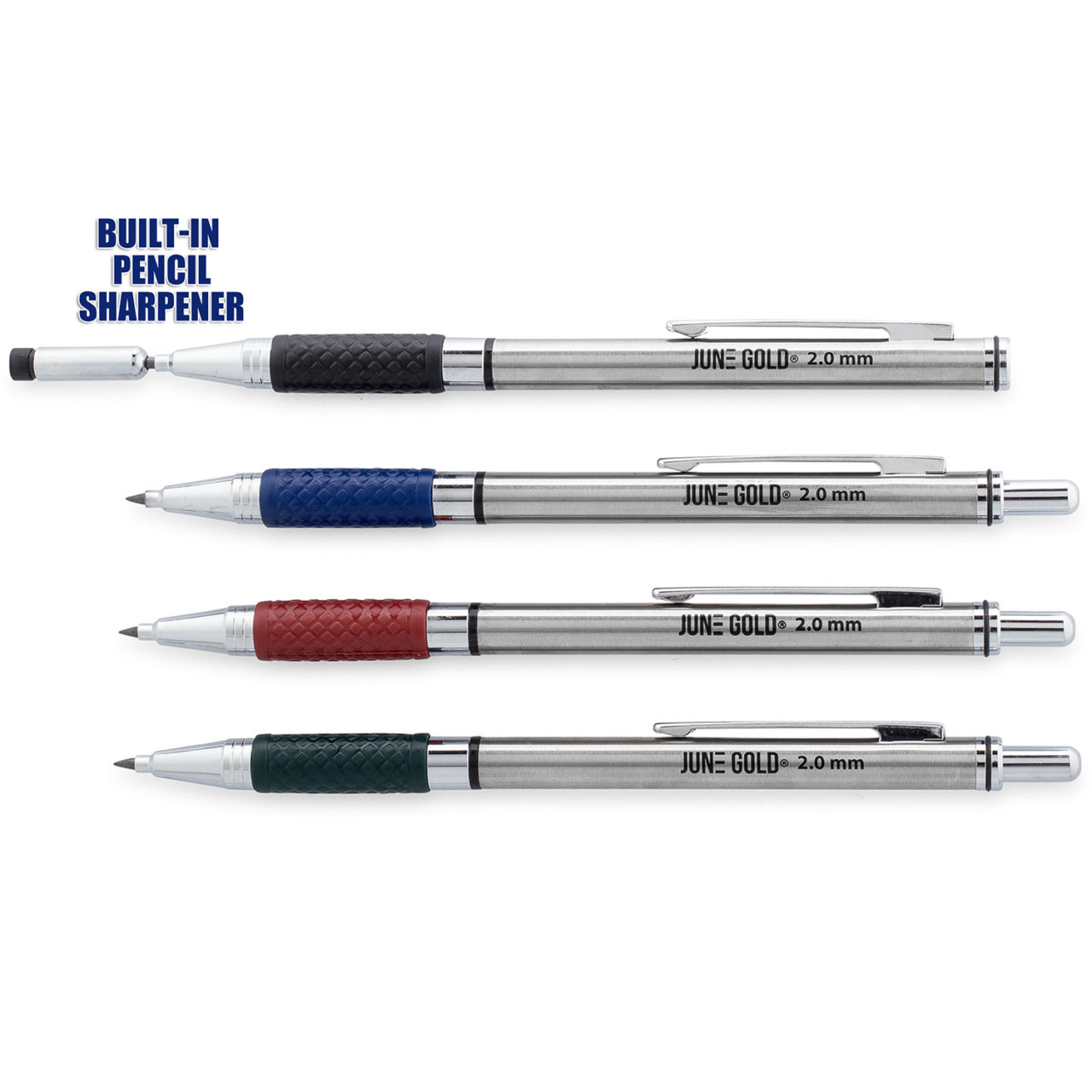 4 Pack of 2.0 mm 2B Graphite/Colored Mechanical Pencils June Gold