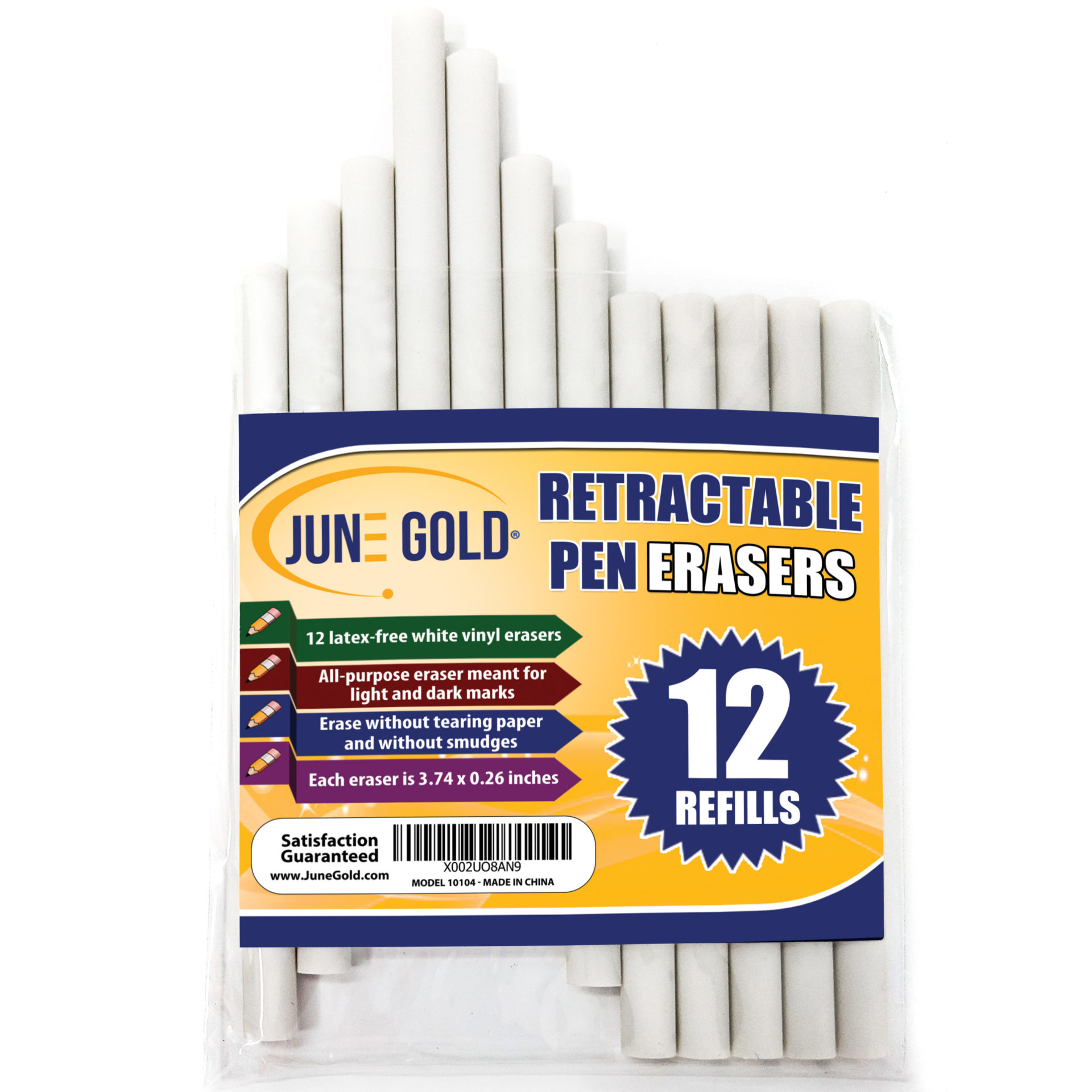 June Gold Retractable Eraser Refills