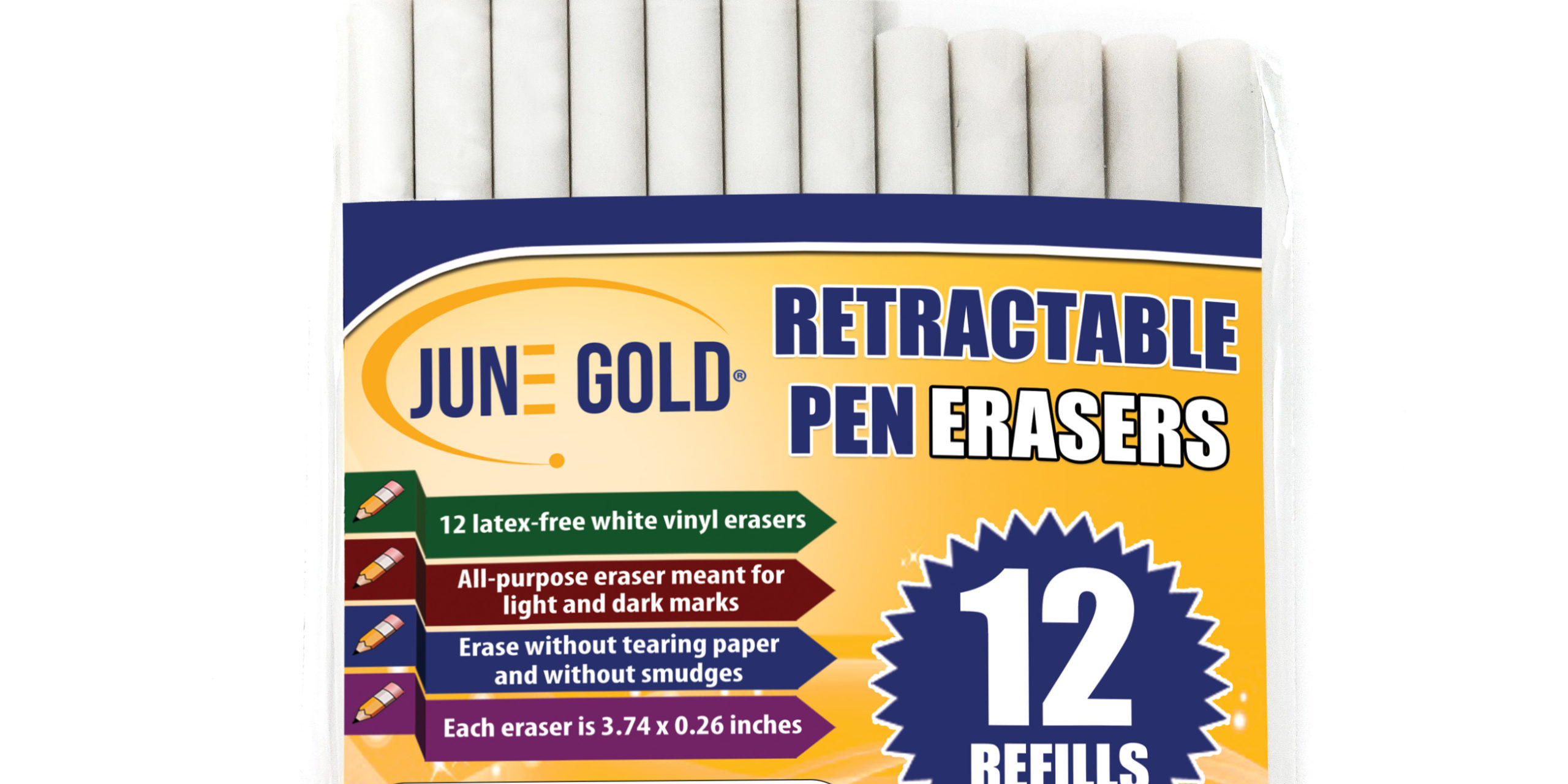 June Gold Retractable Eraser Refills