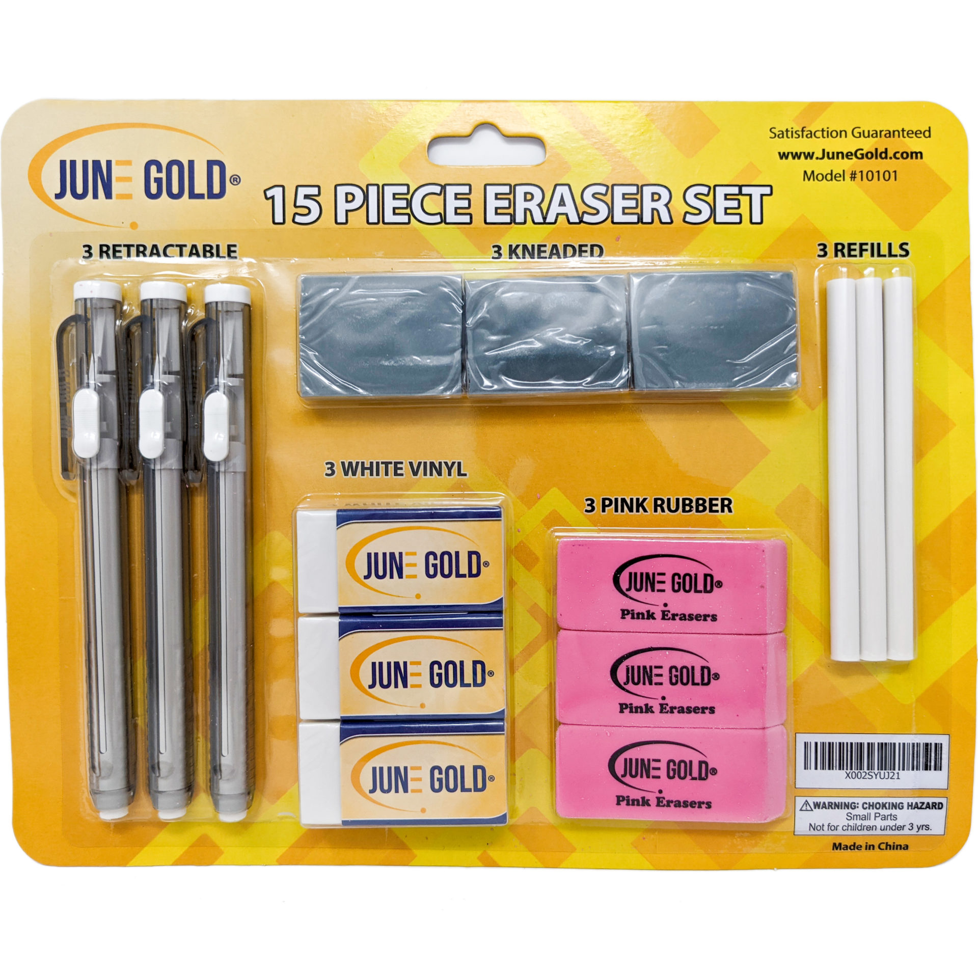 June Gold 16 Pink Rubber Erasers - This All-Purpose Eraser is not Too Hard  and not Too Soft and is Perfect for classrooms, Homes & Offices