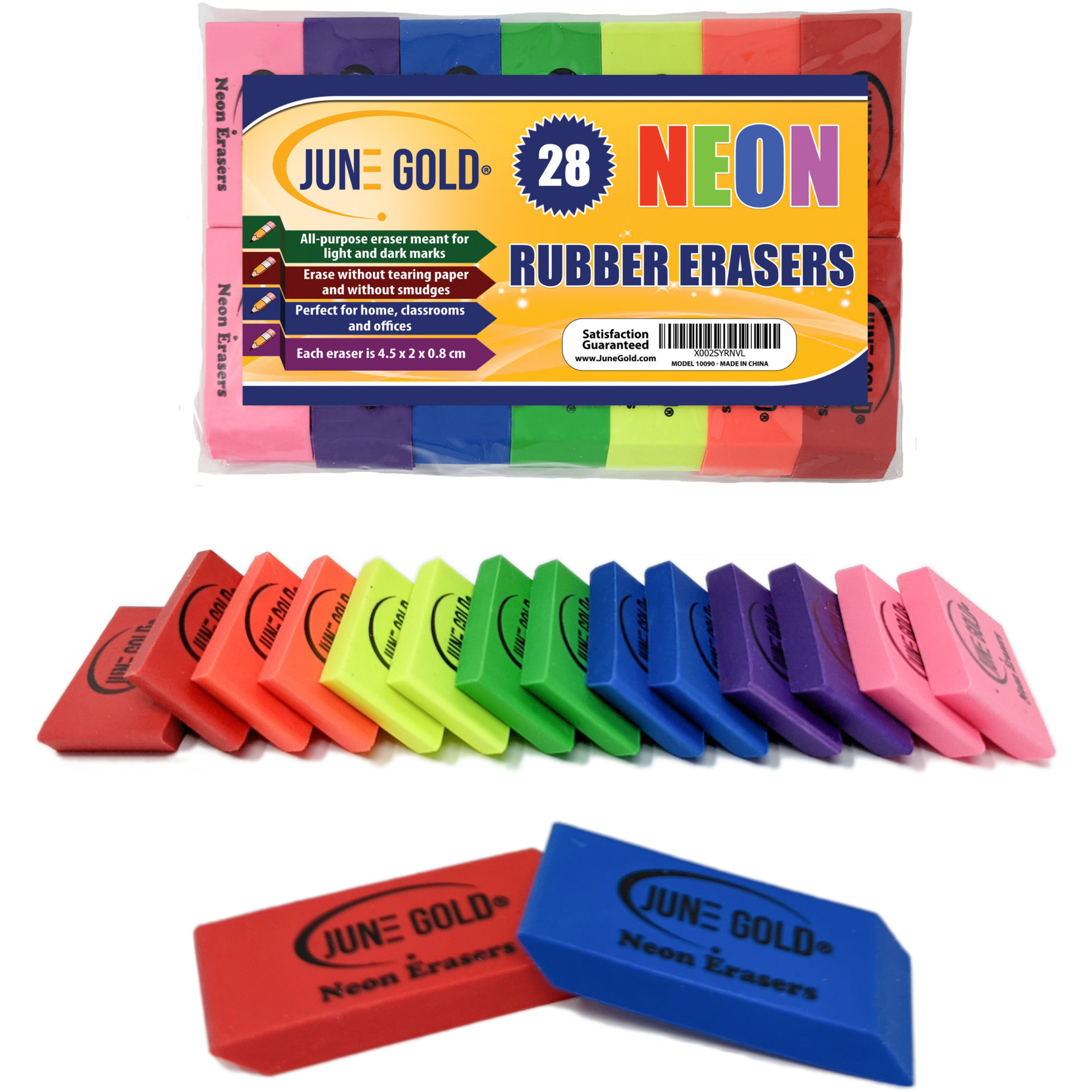 June Gold Neon Erasers