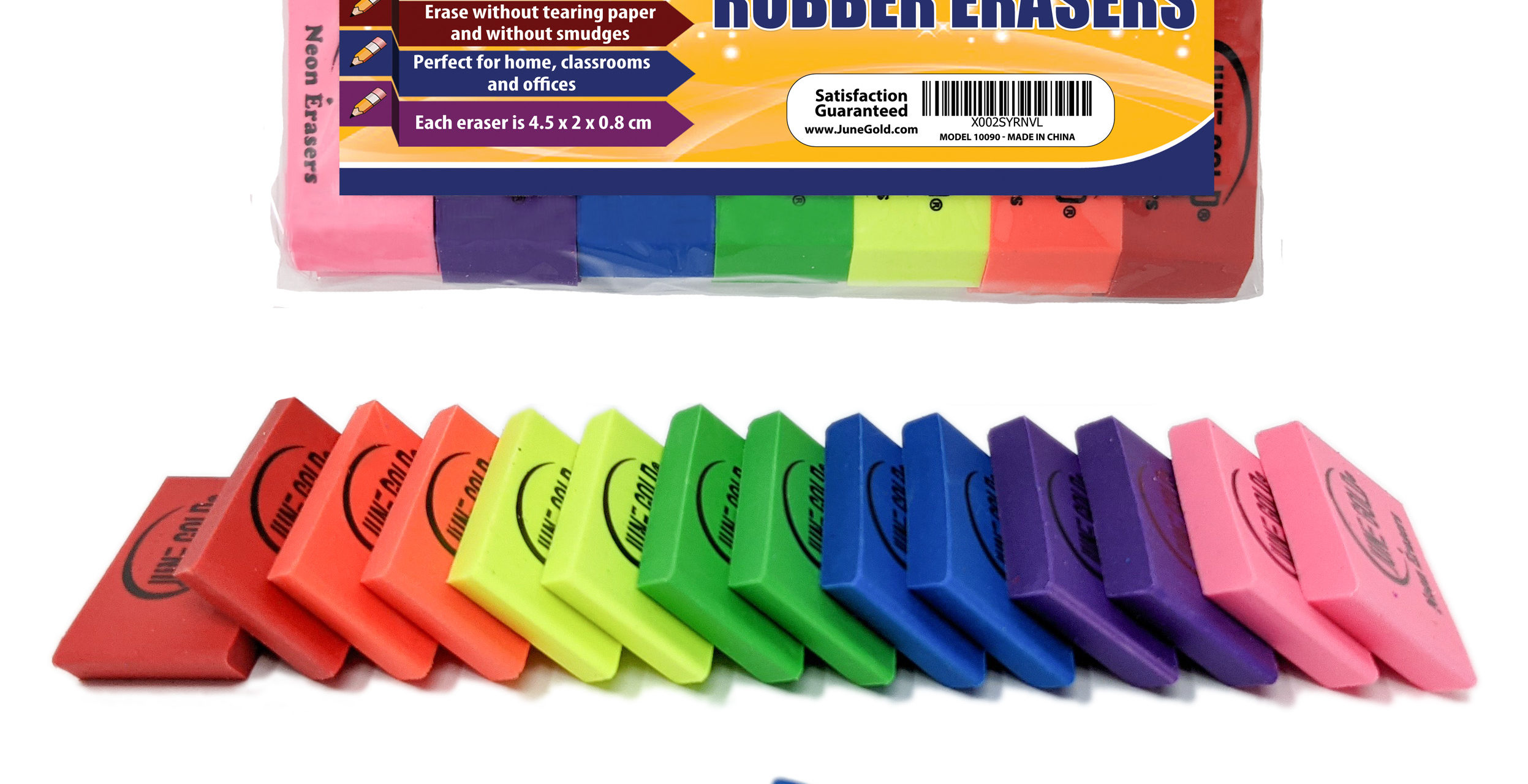 June Gold Neon Erasers