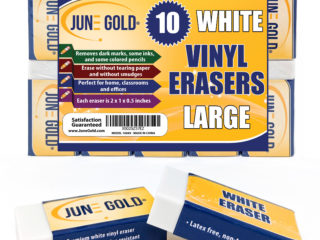 10 Large White Vinyl Erasers
