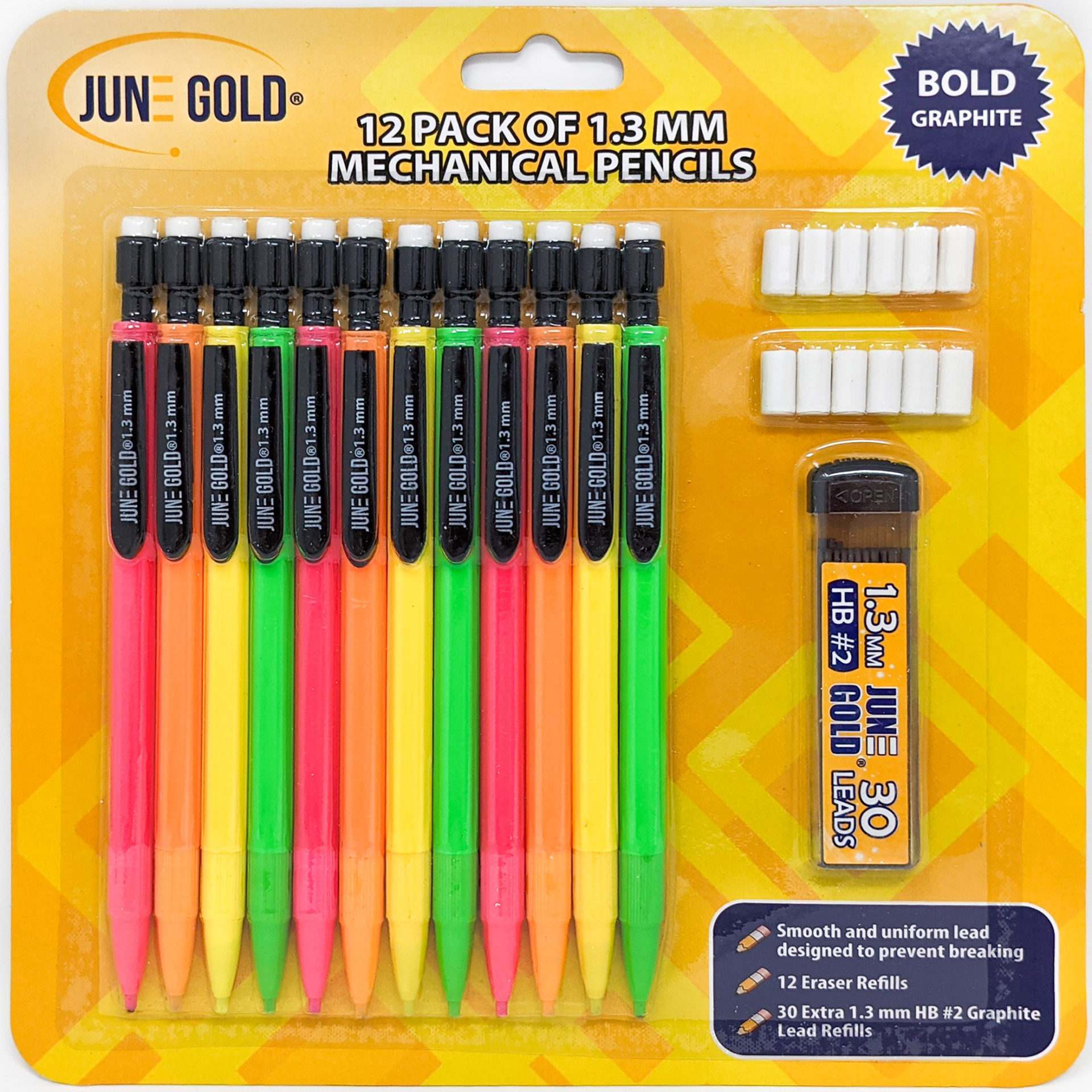 36 Pack of 2.0 mm Assorted Colored Mechanical Pencils – June Gold