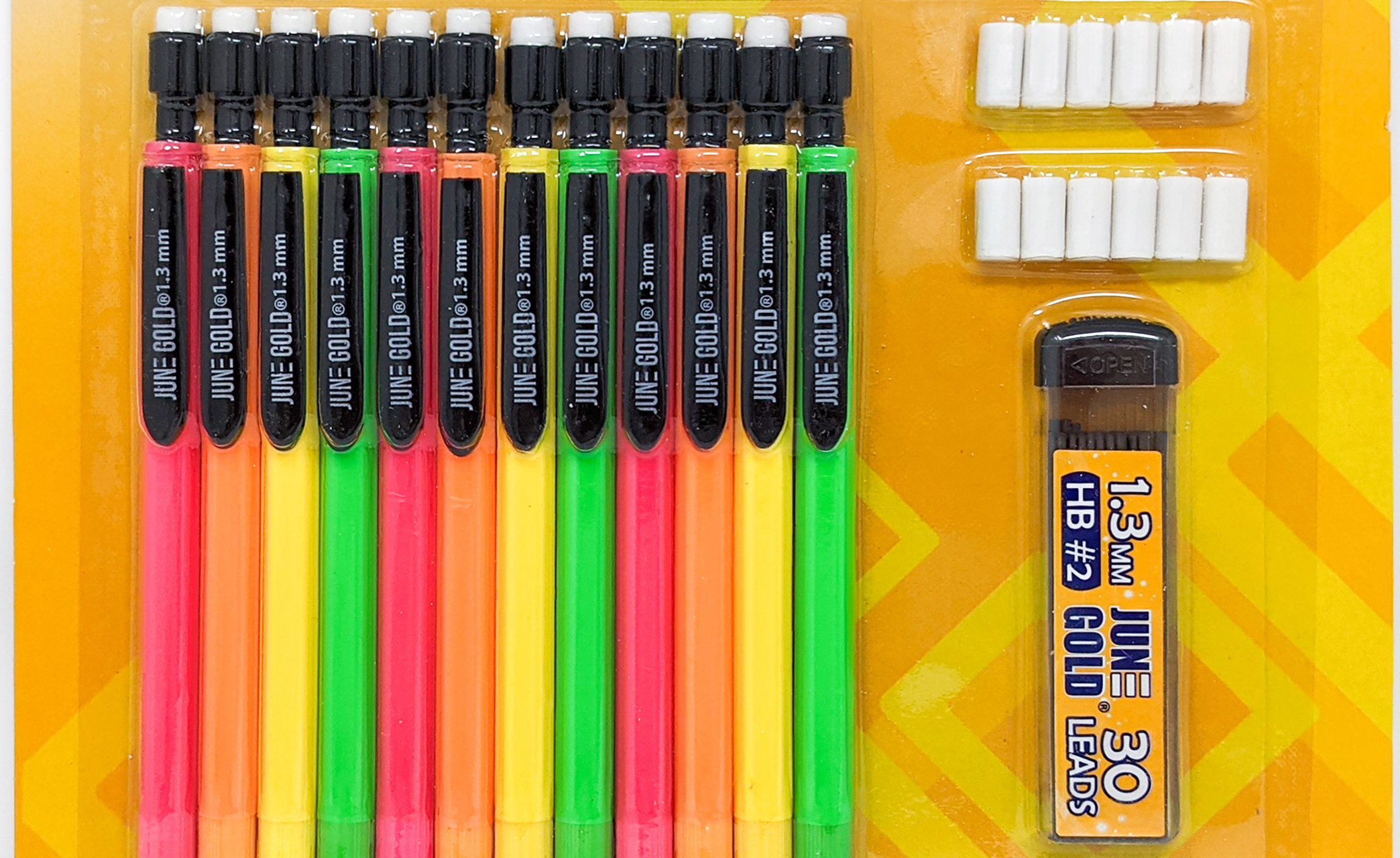 June Gold Mechanical Pencils, Erasers, and Refills