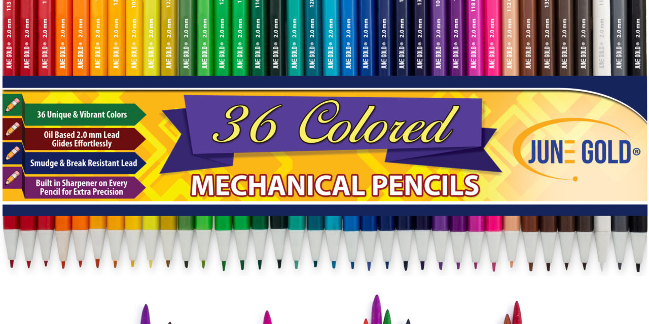 June Gold 2.0 mm mechanical pencils with sample colors